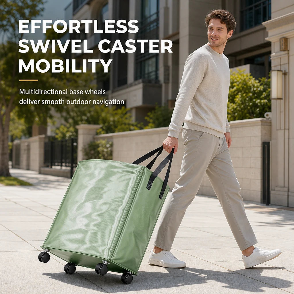 Large Capacity Foldable Rolling Storage Bag with Swivel Wheels