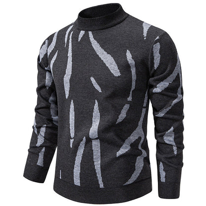 Men's Elegant Abstract Pattern Roll Neck Knit Jumper