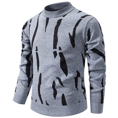 Men's Elegant Abstract Pattern Roll Neck Knit Jumper