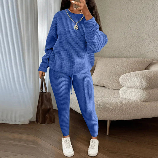Women's Relaxed Ribbed Knit Jumper & Joggers Set