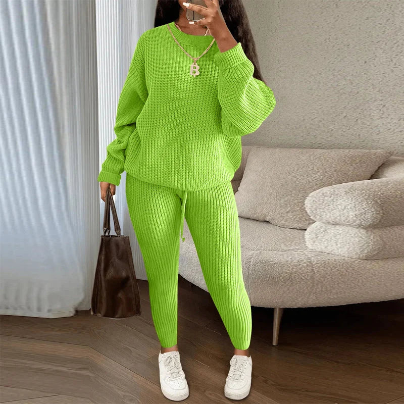 Women's Relaxed Ribbed Knit Jumper & Joggers Set