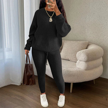 Women's Relaxed Ribbed Knit Jumper & Joggers Set