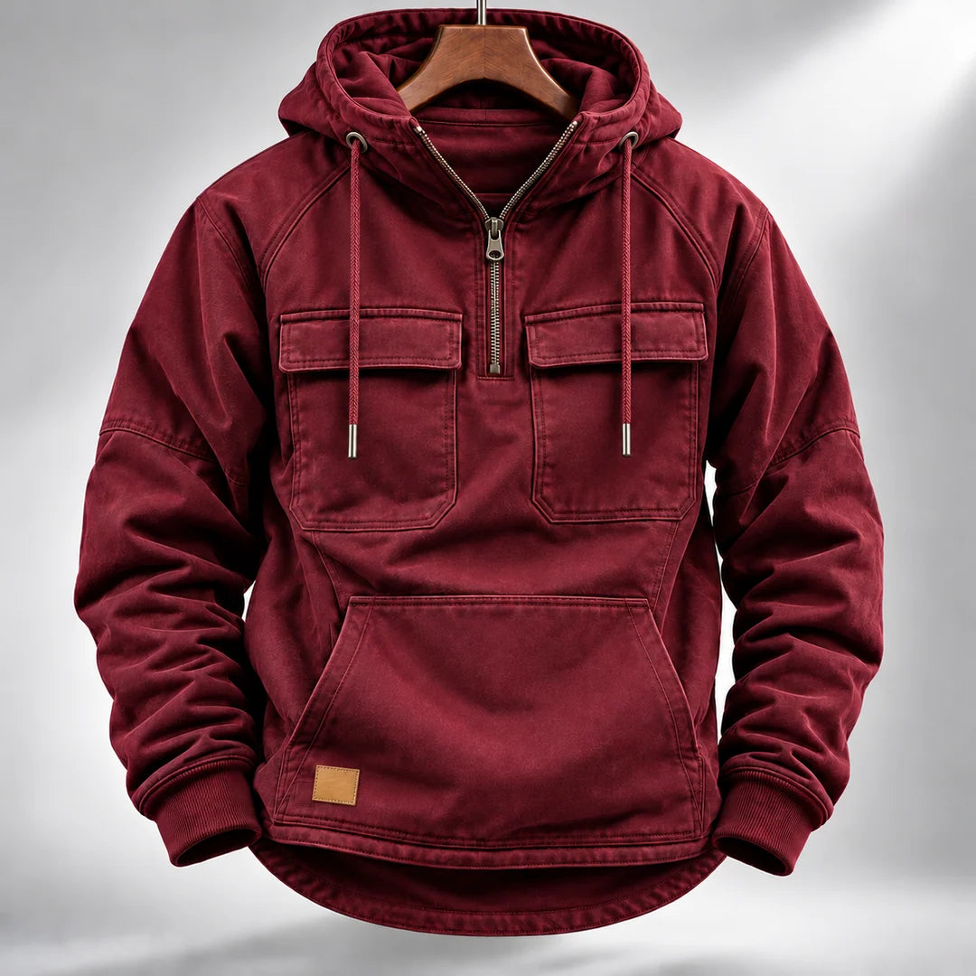 Men's Vintage Half-Zip Hooded Sweatshirt
