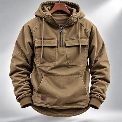 Men's Vintage Half-Zip Hooded Sweatshirt