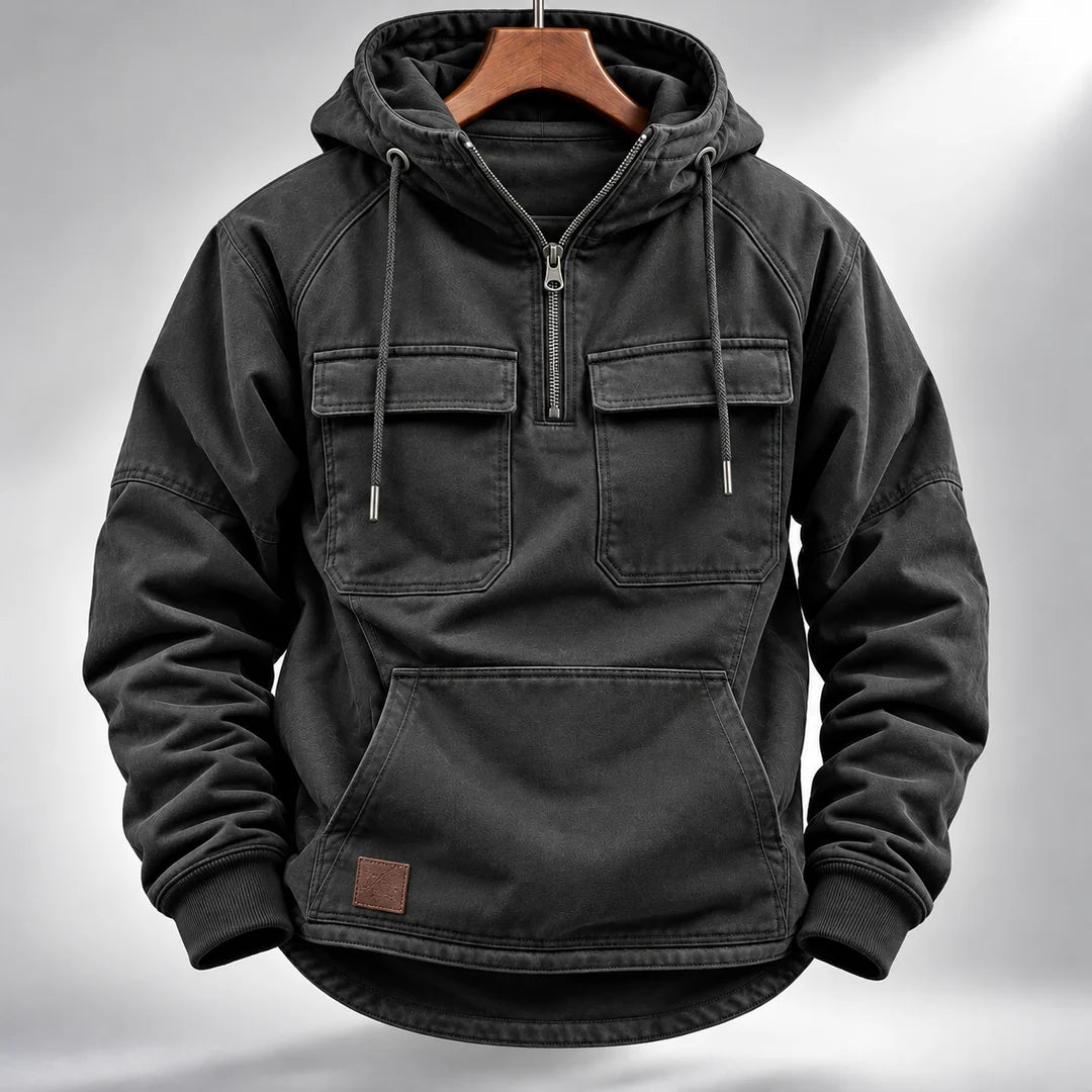 Men's Vintage Half-Zip Hooded Sweatshirt