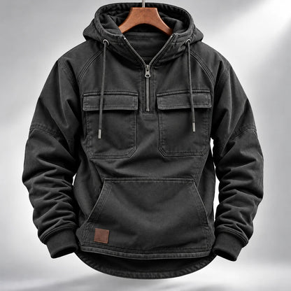 Men's Vintage Half-Zip Hooded Sweatshirt