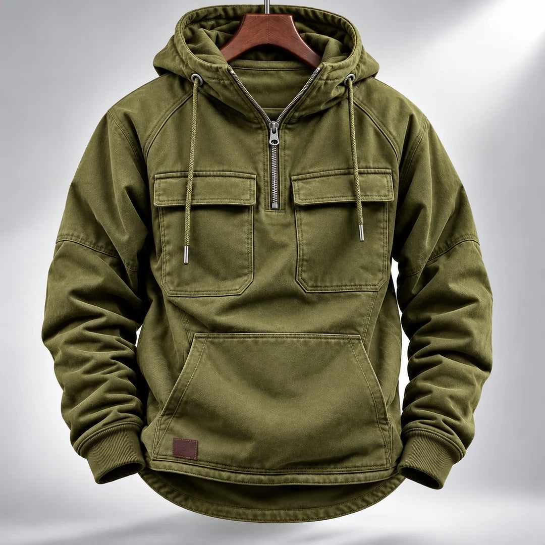 Men's Vintage Half-Zip Hooded Sweatshirt