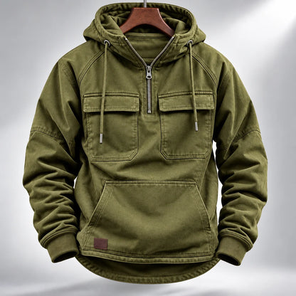 Men's Vintage Half-Zip Hooded Sweatshirt