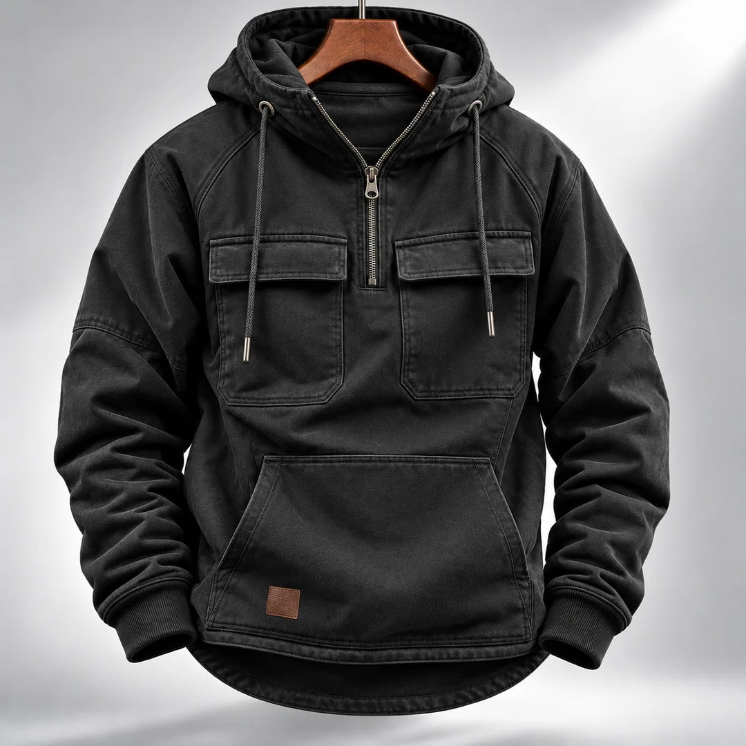Men's Vintage Half-Zip Hooded Sweatshirt
