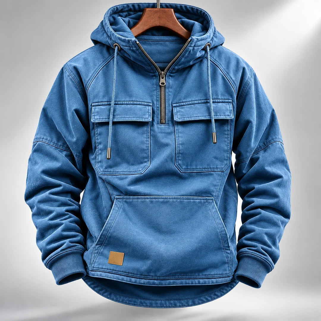 Men's Vintage Half-Zip Hooded Sweatshirt