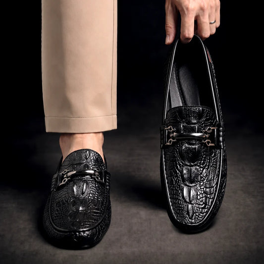 Men's Croc-Embossed Slip-On Loafers