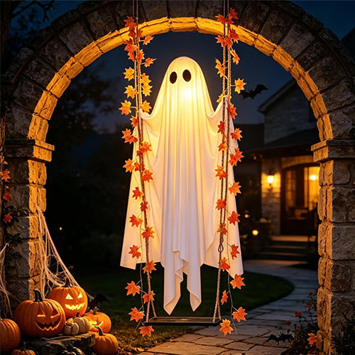 LED Swinging Ghost Halloween Decoration