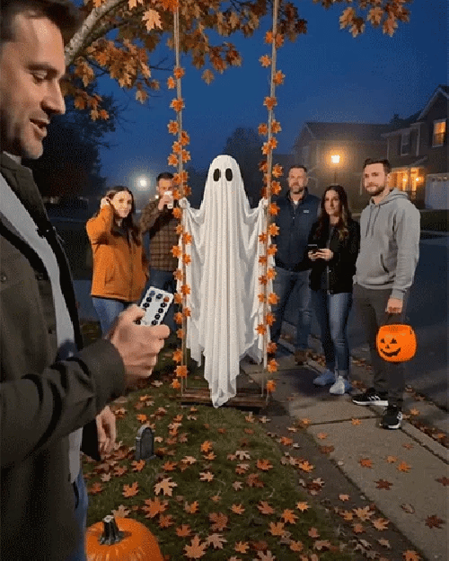 LED Swinging Ghost Halloween Decoration