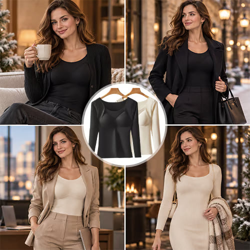 Women's Thermal Long-Sleeve Top with Built-In Bra Pads