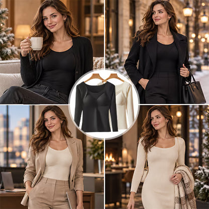Women's Thermal Long-Sleeve Top with Built-In Bra Pads