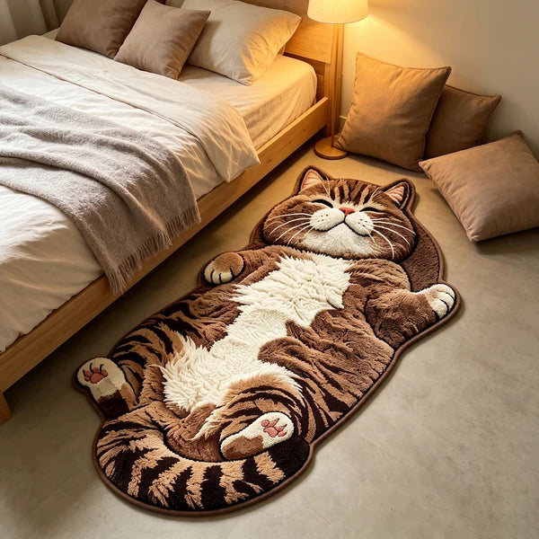 Cute Sleeping Cat Shaped Floor Rug