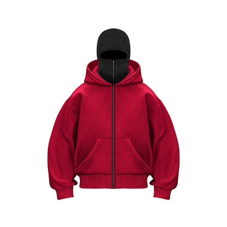 Full Face Zip Hooded Fleece Hoodie