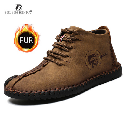 New men leather casual shoes breathable comfortable light, non-slip and wear-resistant