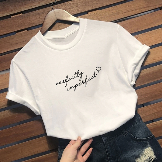 Perfectly Imperfect Women's Fashion Relaxed O-Neck T-Shirt Tee