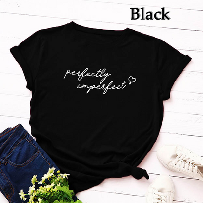 Perfectly Imperfect Women's Fashion Relaxed O-Neck T-Shirt Tee