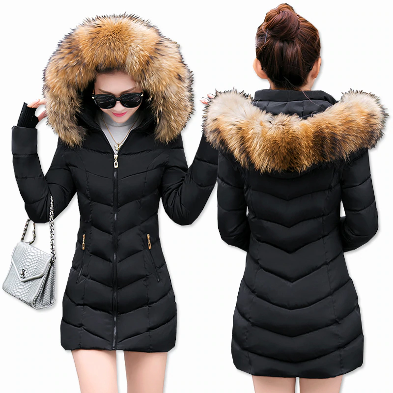 Winter Jacket Women Big Fur Belt Hooded 'VOGUE 2020'