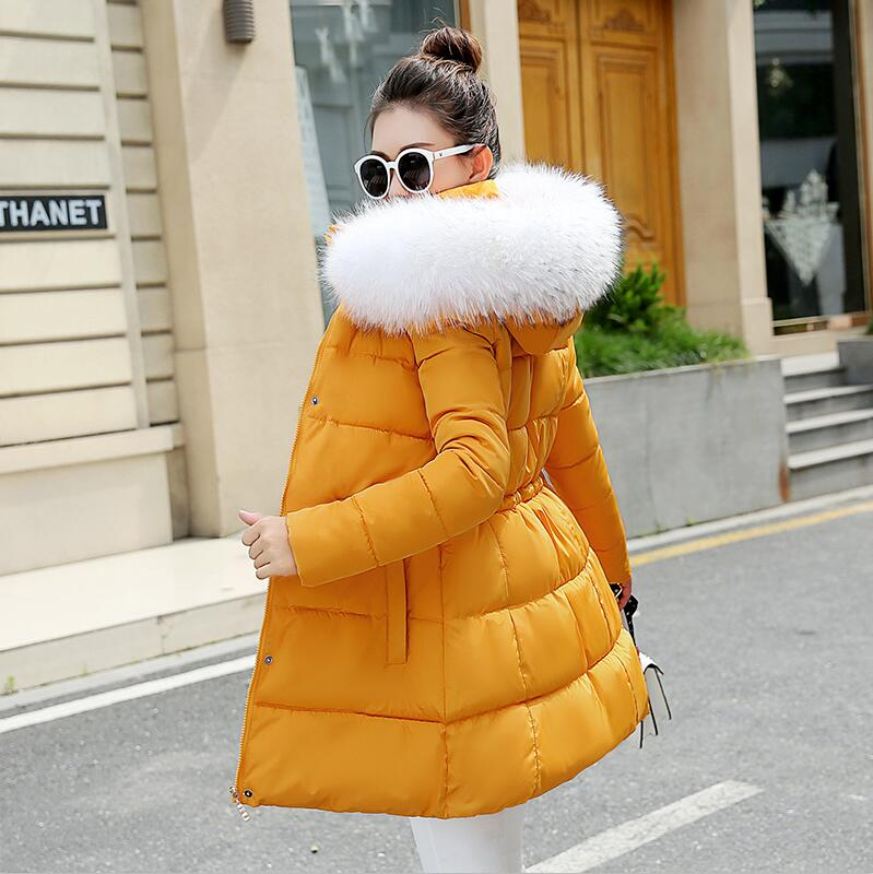 Winter Jacket Women Thick Cotton Padded Lining With Fur Collar