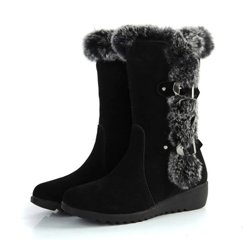 Snow Boots Thigh High Suede Mid-Calf