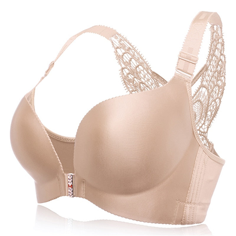 Butterfly Embroidery Front Closure Wireless Bra