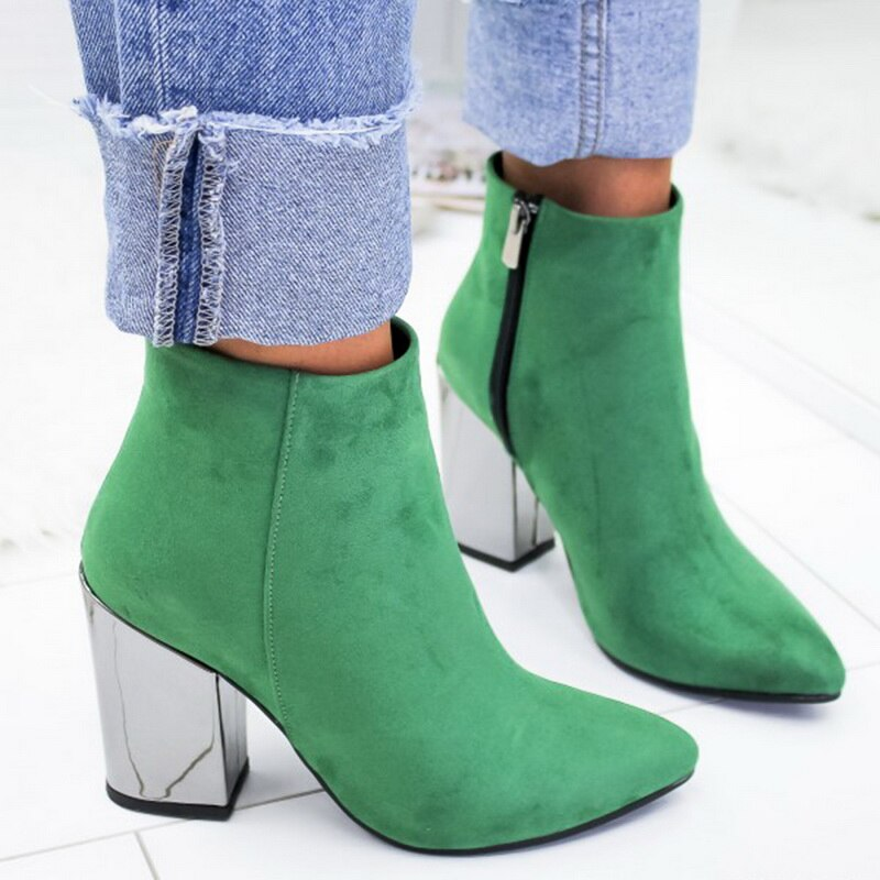 Casual Women High Heels Pumps Warm Ankle Boots