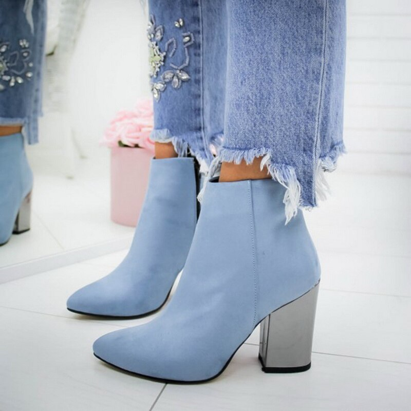 Casual Women High Heels Pumps Warm Ankle Boots