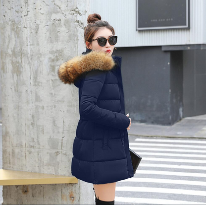 Winter Jacket Women Thick Cotton Padded Lining With Fur Collar