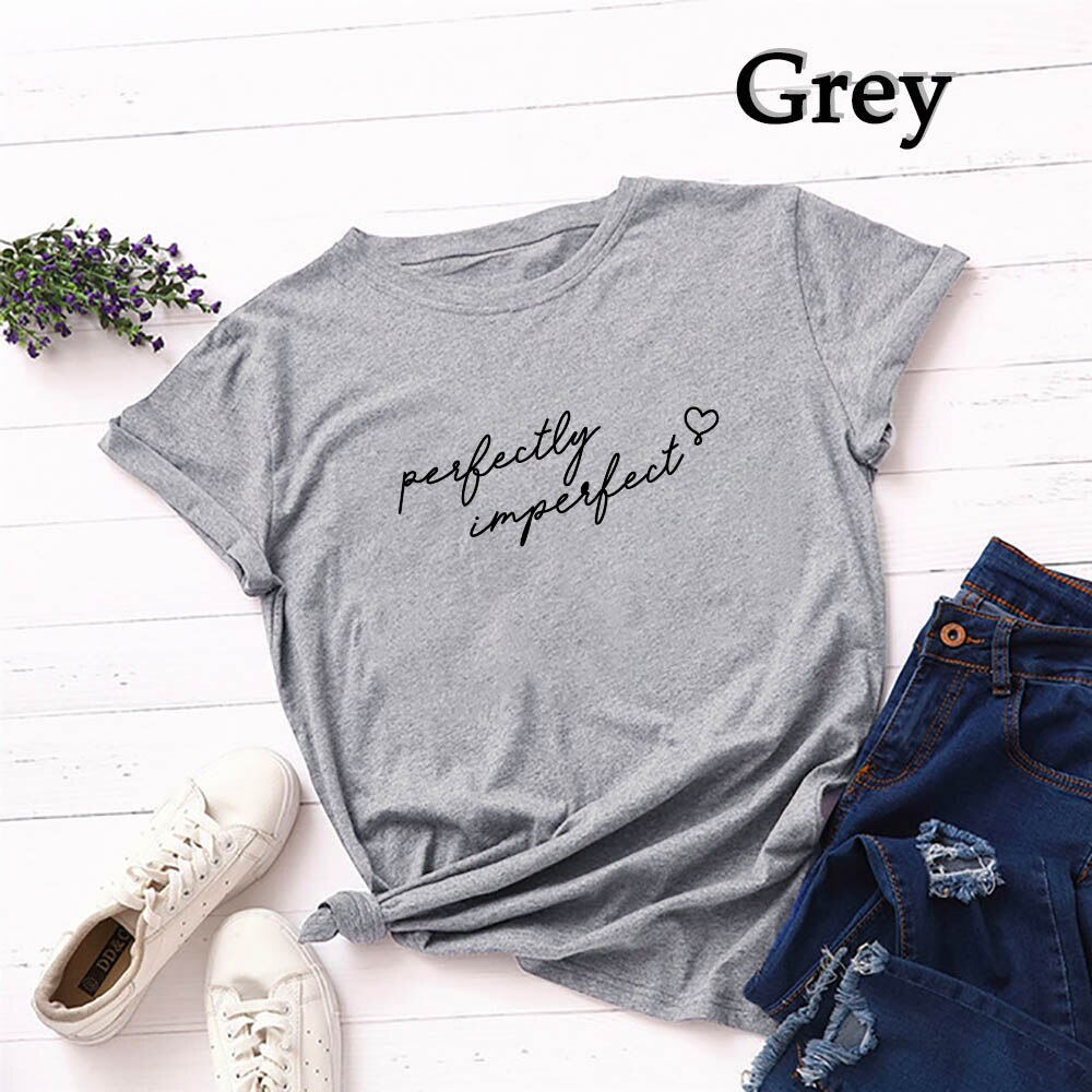 Perfectly Imperfect Women's Fashion Relaxed O-Neck T-Shirt Tee