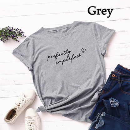 Perfectly Imperfect Women's Fashion Relaxed O-Neck T-Shirt Tee