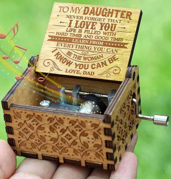 Engraved Music Box: Dad To Daughter "Never Forget That I Love You"