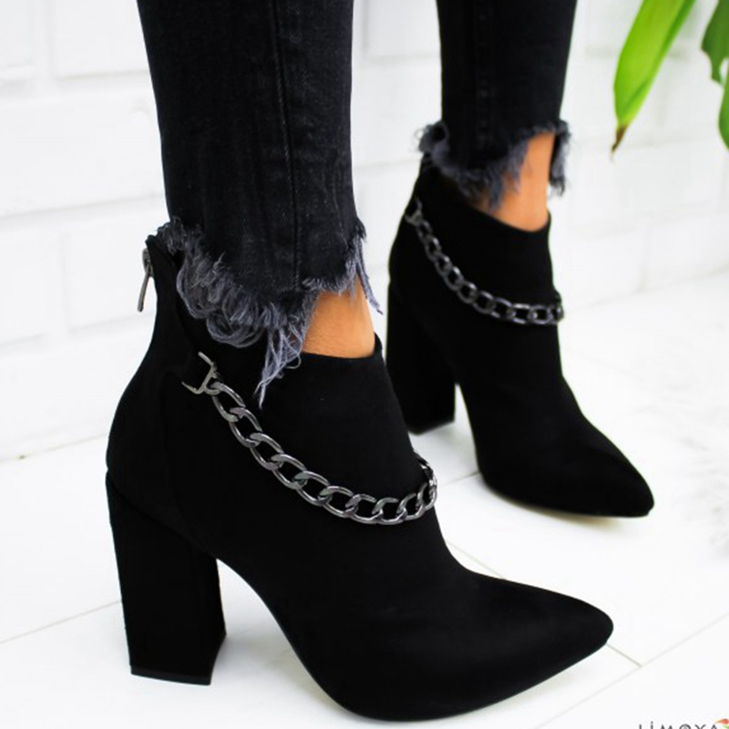 Casual Women High Heels Pumps Warm Ankle Boots