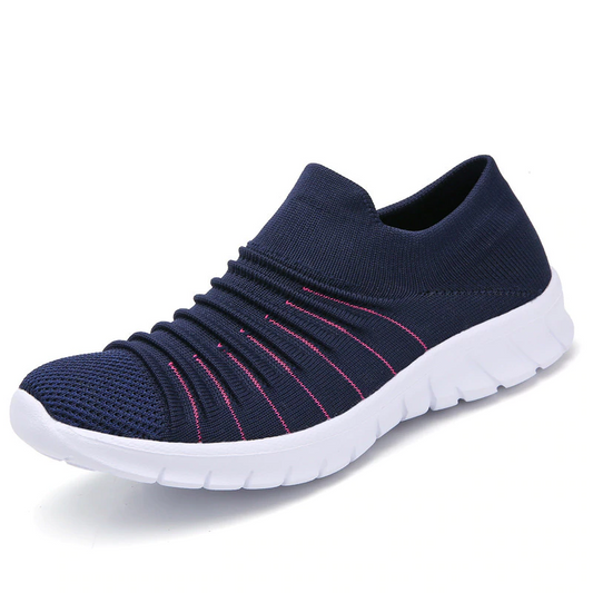Breathable Flying Weaving Casual Shoes Slip-on Creepers For Woman