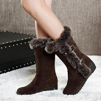 Snow Boots Thigh High Suede Mid-Calf