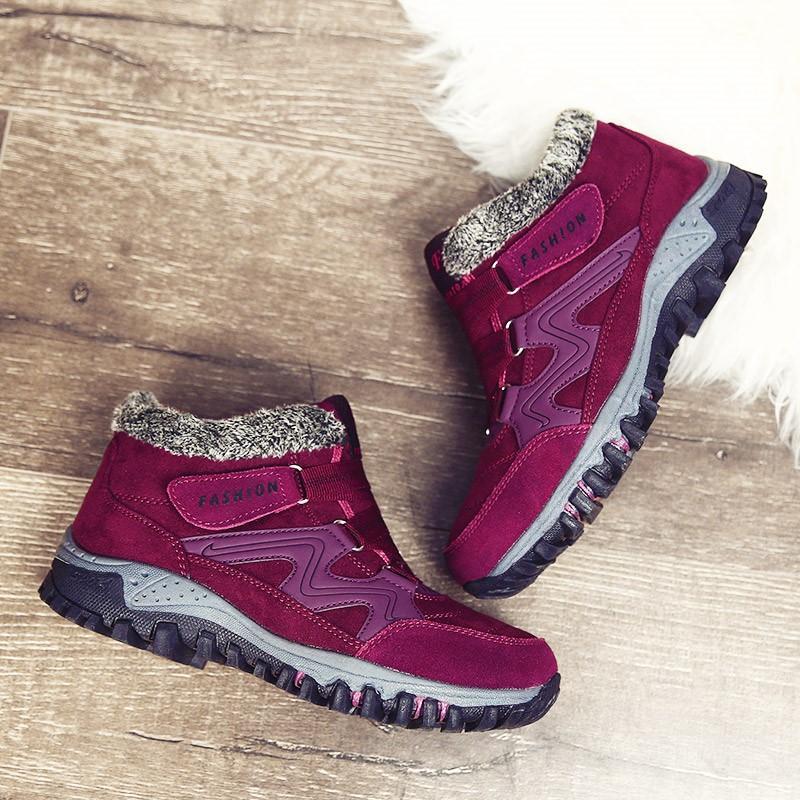 Women's winter thermal villi leather platform fashion high top boots