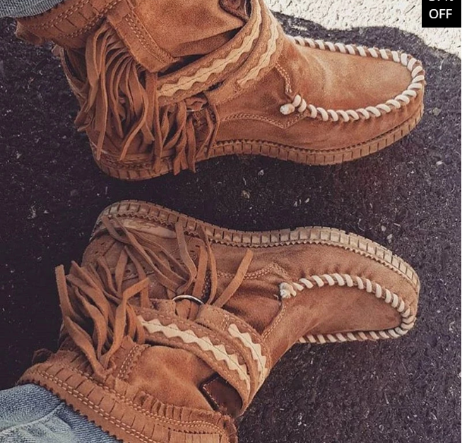 2020 New Women's Tassel Faux Suede Winter Boots