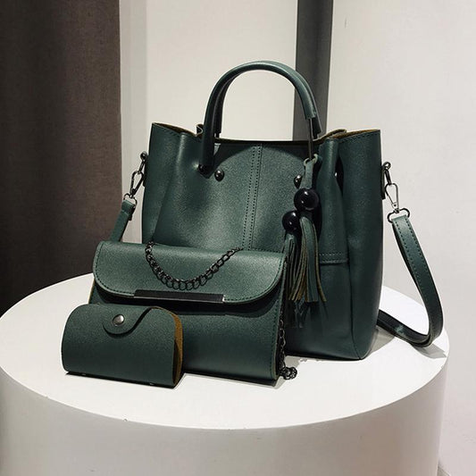 ( 3 Pcs / 1 Set ) Leather Handbag