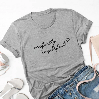 Perfectly Imperfect Women's Fashion Relaxed O-Neck T-Shirt Tee