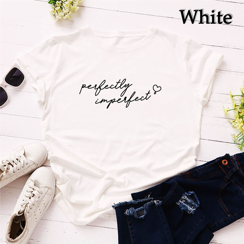 Perfectly Imperfect Women's Fashion Relaxed O-Neck T-Shirt Tee