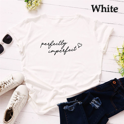 Perfectly Imperfect Women's Fashion Relaxed O-Neck T-Shirt Tee