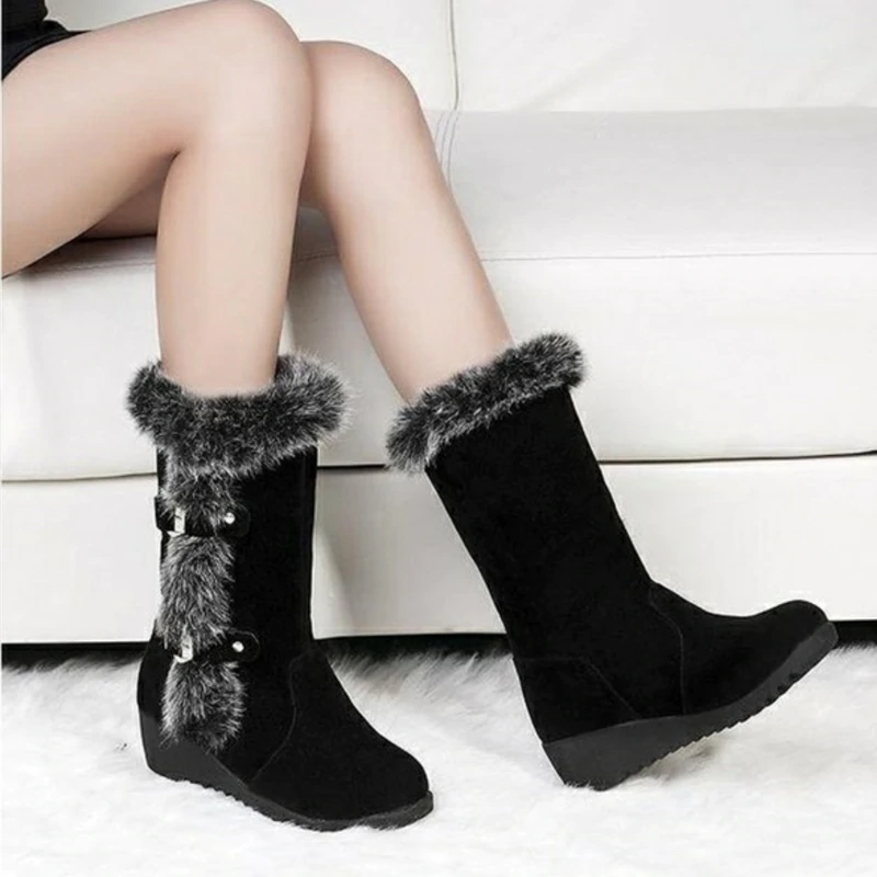 Snow Boots Thigh High Suede Mid-Calf