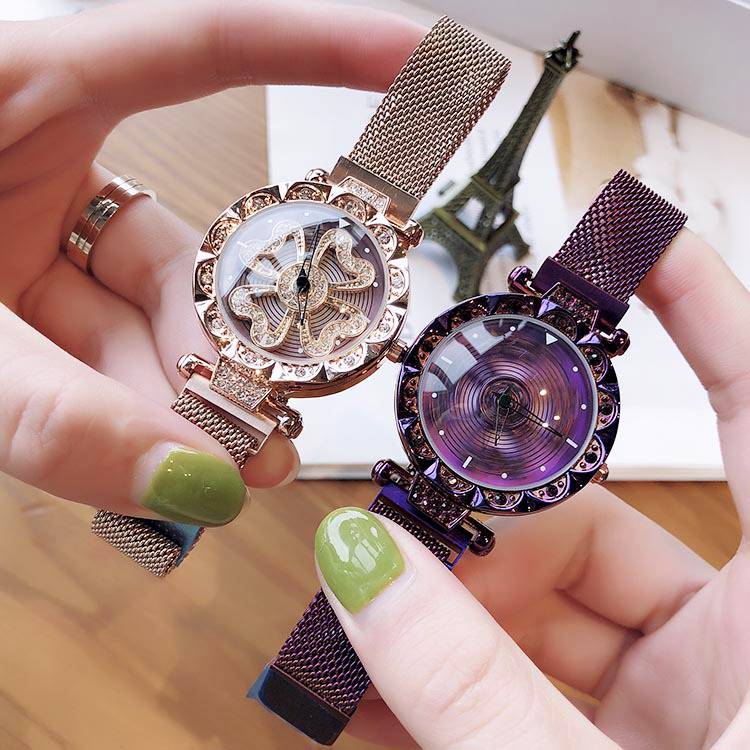 Luxury Lucky Clover Rotating Watch
