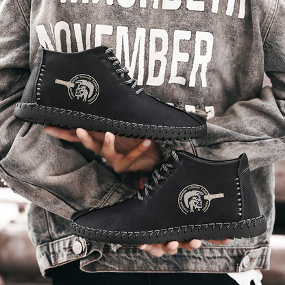 New men leather casual shoes breathable comfortable light, non-slip and wear-resistant