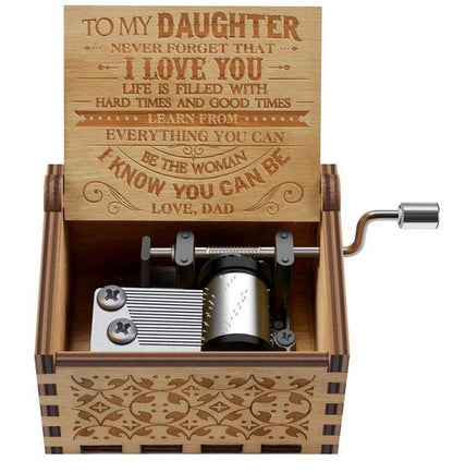 Engraved Music Box: Dad To Daughter "Never Forget That I Love You"
