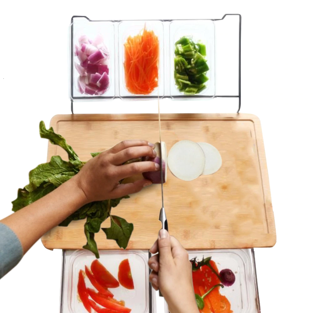 Multifunction Bamboo Cutting Board With Food Storage Box