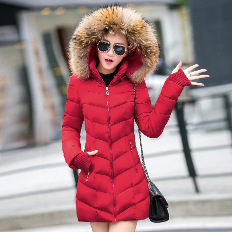 Winter Jacket Women Big Fur Belt Hooded 'VOGUE 2020'