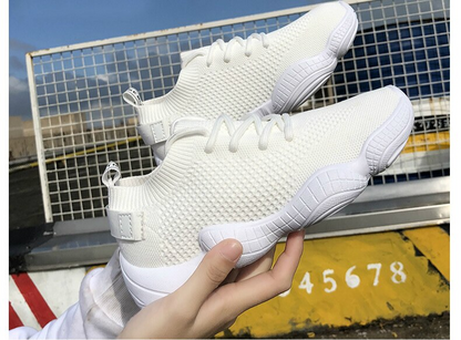 Sneakers Mesh Lace-Up Stretch Fabric Knited For Women